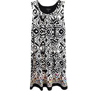 Perfection Women's Dress Size Medium M Black White Sleeveless Misses 8 10